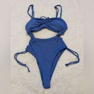 Zaful Blue One Piece Swimsuit Modern Design